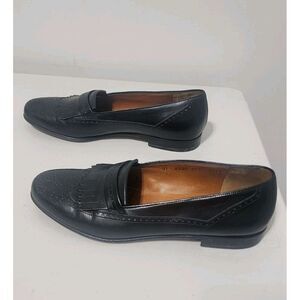 Salvatore Ferragamo - Black - LEATHER  Wingtip LOAFERS -  SIZE 9.5‎ D Italy Made
